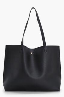 Большая сумка-шоппер с поппером boohoo, черный