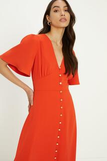 Чайное платье миди из крепа премиум-класса Oasis, оранжевый