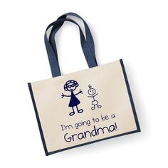 Большая темно-синяя джутовая сумка «Я собираюсь стать бабушкой» 60 SECOND MAKEOVER, синий