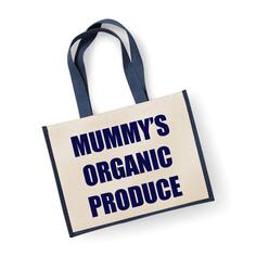 Большая темно-синяя джутовая сумка Mummy&apos;s Organic Produce 60 SECOND MAKEOVER, синий