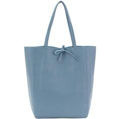 Большая сумка-шоппер из шагреневой кожи василька | БЬЯБЕ Sostter, синий