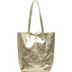 Большая сумка-шоппер из мягкой золотистой кожи с эффектом металлик | BYDRX Sostter, золото