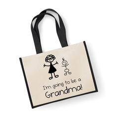 Большая черная джутовая сумка «Я собираюсь стать бабушкой» 60 SECOND MAKEOVER, черный