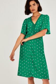 Чайное платье с точечным принтом &apos;Aoife&apos; Monsoon, зеленый