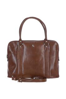 Большая трехсекционная кожаная сумка растительного дубления Ashwood Leather, коричневый