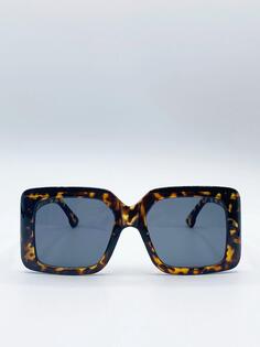 Большие квадратные солнцезащитные очки в пластиковой оправе SVNX, коричневый
