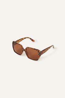 Большие пестрые солнцезащитные очки-шестиугольники Accessorize, коричневый