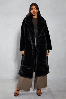 Пальто макси из искусственного меха MISSPAP, черный