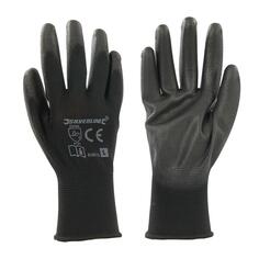 БОЛЬШИЕ черные перчатки 13-го калибра, трикотажные с полиэфирным покрытием, ладони и пальцы с открытой спиной Loops, черный