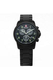 Спортивные аналоговые часы Soldier Chrono из нержавеющей стали — 06-5142.13.007 Swiss Military Hanowa, черный
