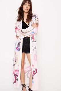 Макси-кимоно с цветочным принтом Nasty Gal, белый