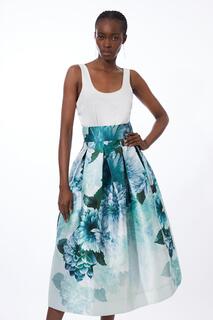 Макси-юбка для выпускного с цветочным принтом Garden Karen Millen, зеленый