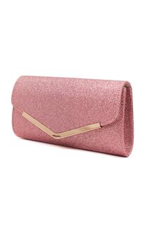 Маленькая блестящая V-образная сумка-клатч с блестящим конвертом и цепным ремешком Kitise, розовый