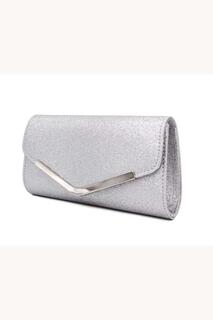 Маленькая блестящая V-образная сумка-клатч с блестящим конвертом и цепным ремешком Kitise, серебро