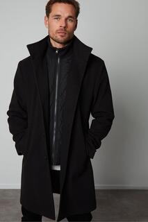 Пальто с воротником-воронкой и ложным слоем &apos;Pipe&apos; Threadbare, черный