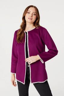 Пальто с открытой передней частью и стежком Izabel London, фиолетовый