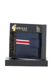 Маленький двойной складной кошелек на 6 карт &apos;121&apos; из натуральной кожи GABICCI, темно-синий