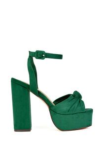 Туфли на платформе и массивном блочном каблуке &apos;Lillian&apos; с открытым носком и ремешками XY London, зеленый