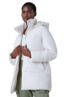 Пальто средней длины с утепленным капюшоном Roman, белый