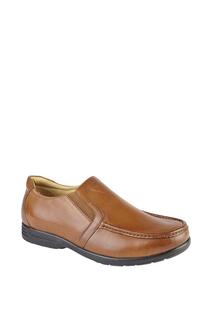 Кожаные повседневные туфли XXX с очень широкой двойной ластовицей Roamers, коричневый