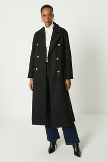 Длинное двубортное пальто с накладными карманами Debenhams, черный