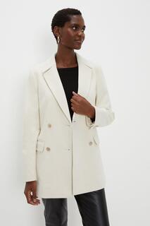 Пальто-пиджак из саржи в стиле милитари Wallis, белый