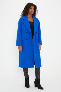 Длинное двубортное пальто Dorothy Perkins, синий