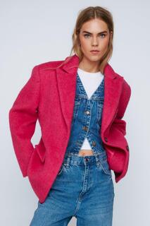 Пальто-пиджак оверсайз из матовой шерсти премиум-класса Nasty Gal, розовый