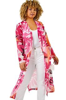 Длинное кимоно Curve с тропическим принтом Roman, розовый