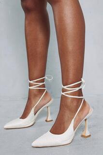 Туфли на среднем каблуке с декором и ремешками Diamante MISSPAP, белый