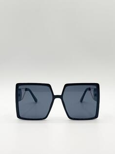 Массивные квадратные солнцезащитные очки с дужками SVNX, черный