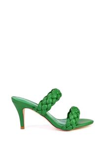 Босоножки &apos;Marsha&apos; с плетеными ремешками и квадратным носком, туфли-мюли на среднем высоком каблуке XY London, зеленый