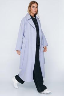 Длинное пальто из нечеткой шерсти Nasty Gal, фиолетовый