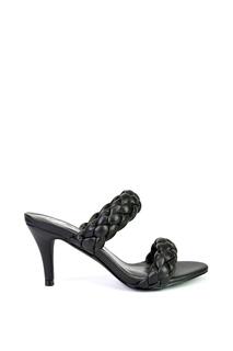 Босоножки &apos;Marsha&apos; с плетеными ремешками и квадратным носком, туфли-мюли на среднем высоком каблуке XY London, черный