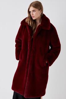 Длинное пальто с воротником из искусственного меха Coast, красный