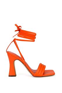 Босоножки Zeta на высоком каблуке среднего размера со шнуровкой и квадратным носком XY London, оранжевый