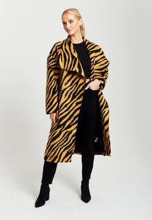 Длинное пальто с принтом зебры (горчичный и черный) Liquorish, желтый