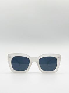 Массивные солнцезащитные очки Cateye в матовой хрустальной оправе SVNX, белый