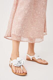 Кожаные сандалии с цветочным носком и ремешками Oasis, белый