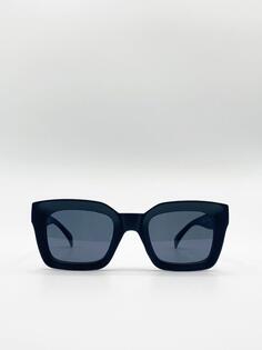 Массивные солнцезащитные очки Cateye в матовой хрустальной оправе SVNX, черный