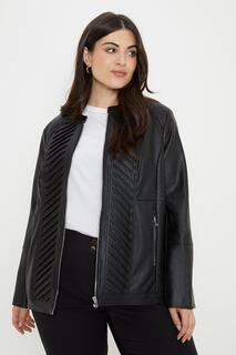Черная куртка со складками из искусственной кожи Curve Wallis, черный
