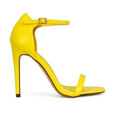 Босоножки на высоком каблуке с квадратным носком и ремешками на шпильке &apos;Bambi&apos; для вечеринок XY London, желтый