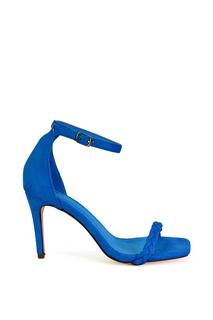 Босоножки на высоком каблуке-шпильке с квадратным носком и плетеными ремешками Brookes XY London, синий