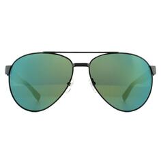 Матовые зеленые зеленые зеркальные солнцезащитные очки-авиаторы Lacoste, зеленый