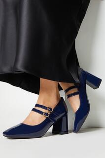 Патентованные туфли-лодочки Dylan Mary-Jane на блочном каблуке с квадратным носком Wallis, темно-синий