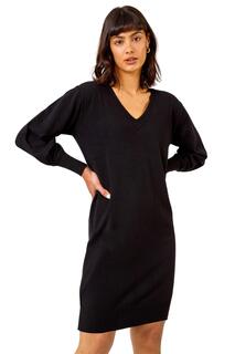 Длинное трикотажное платье-джемпер Roman, черный