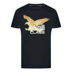Черная футболка с логотипом Gold Eagle Cavalli Class, черный