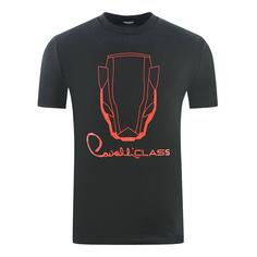 Черная футболка с логотипом Snake Head Cavalli Class, черный