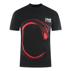 Черная футболка со змеиным логотипом Cavalli Class, черный