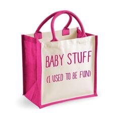 Средняя джутовая сумка Baby Stuff I Used To Be Fun, розовая 60 SECOND MAKEOVER, розовый